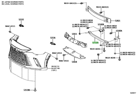 52132-0E040 REINFORCEMENT FRONT BUMPER RX 2023-2025 SUB-ASSY LOWER 521320E040