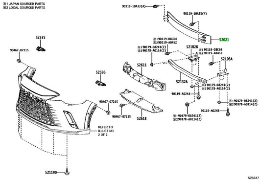 52021-0E150 REINFORCEMENT FRONT BUMPER RX 2023-2025 SUB-ASSY UPPER 520210E150