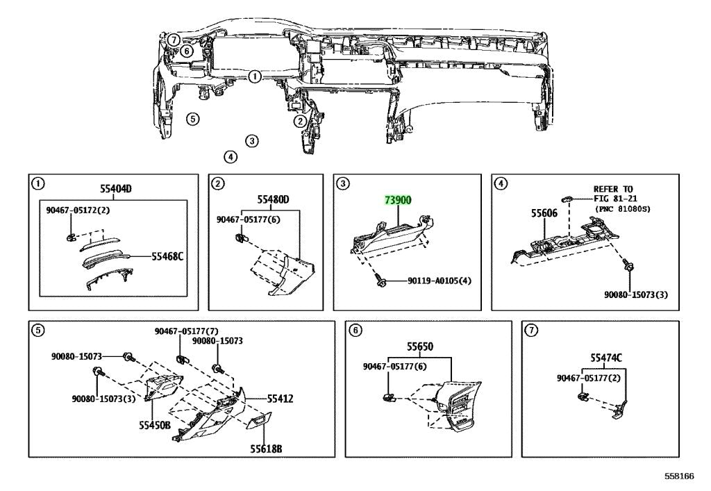 LEXUS RX 2023-2025 KNEE AIR BAG 73900-0E160-C0 AIR BAG ASSY, INSTR