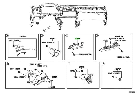 LEXUS RX 2023-2025 KNEE AIR BAG 73900-0E160-C0 AIR BAG ASSY, INSTR